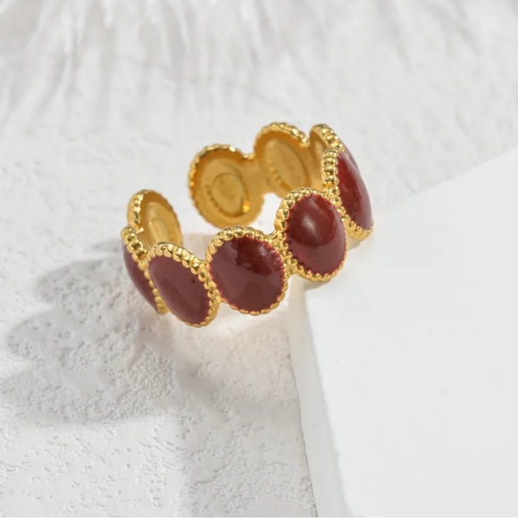Adjustable Burgundy Oval Ring - Picture 1 of 3